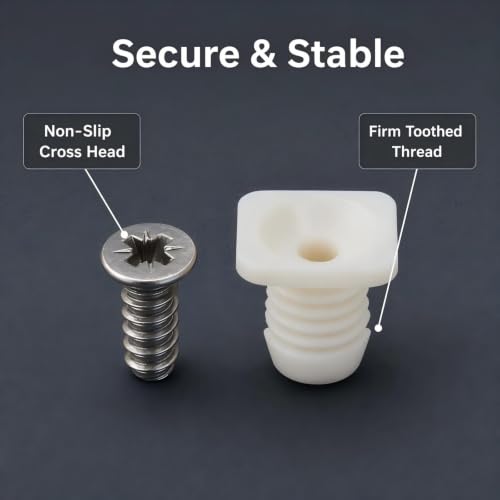8mm Plastic Hinge Dowel Inserts – 30 Pcs with Screws, Repair Stripped Cabinet Hinge Holes, Door Hardware Fix Kit