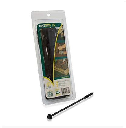 OZCO Timber Screws, 1/4in x 7-1/2in, 25 Pieces, Black - size: 25 Pack, style: 1/4" x 7-1/2"