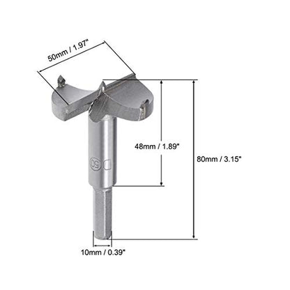 uxcell Forstner Drill Bits 50mm, Tungsten Carbide Wood Hole Saw Auger Opener Woodworking Hinge Hole Drilling Boring Bit Cutter Gray with Case - size: 50mm