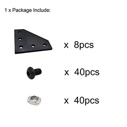 8Sets 1010 2525 Aluminum Extrusion Profile Hardware Corner Brackets - style: 10 set L bracket with m5