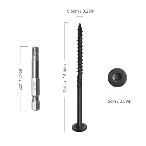 4-1/2 Inch Structural Wood Screws Black 50Pcs - color: Black, size: #14×4-1/2"