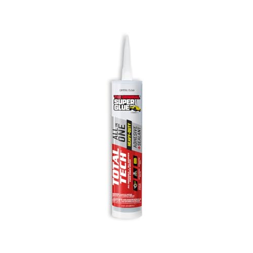 Total Tech, Clear, 9.8oz Cartridges, Heavy-Duty Construction Adhesive & Sealant Caulk, Flexible, All-Weather, Watertight, UV-Resistant, High Strength, Instant Grab, Ideal for Pools, Sinks, Bathtubs - color: Clear