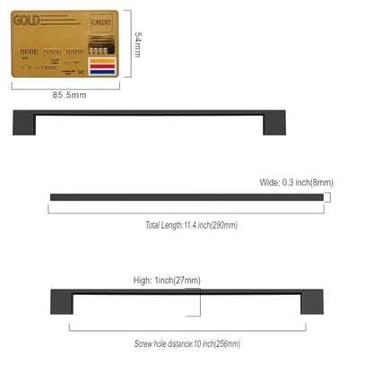 Amerdeco 10 Pack Matte Black Cabinet Pulls 10" - color: Matte Black, size: 10" hole center