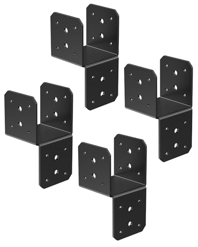 4 Pack Black Joist Hanger Brarket, 4 x4 Brackets for Wood - color: Black-4 Pcs