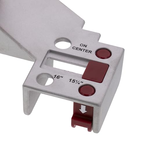 Milescraft 8416 Frame Crafter – 16 Inch On-Center Stud Layout Tool. Quick Adjust to 15-1/4 Inch Spacing for Wall Start. Durable Aluminum Framing Jig. Comfort Grip Rubber Handle. Precision Results.