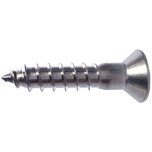 #14 x 2 Flat Head Wood Screws, Phillips Drive, Type 316 Marine Grade Stainless Steel, Partial Thread, Bright Finish, Quantity 25 By Fastenere