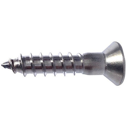 #14 x 2 Flat Head Wood Screws, Phillips Drive, Type 316 Marine Grade Stainless Steel, Partial Thread, Bright Finish, Quantity 25 By Fastenere
