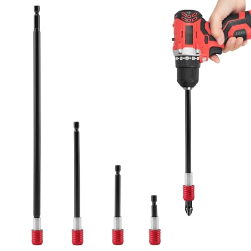 Impact Driver Bit Extension Set, 1/4 in Hex Magnetic Bit Holder, 4 Pc