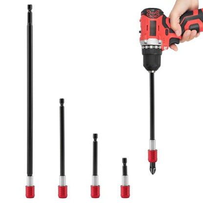 Impact Driver Bit Extension Set, 1/4 in Hex Magnetic Bit Holder, 4 Pc