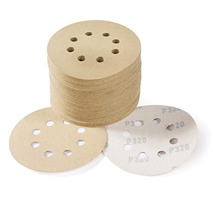 S SATC Sanding Disc 5Inch Sanding Disc Hook and Loop 8 Hole 320 Grit Sandpaper 100 PCS for Fine Finishing