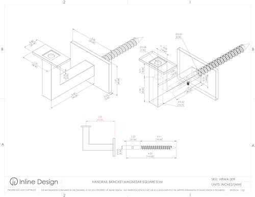Stainless Steel Handrail Wall Bracket Square Slim by Inline Design (Matte Black Powder Coat) - color: Matte Black Powder Coat
