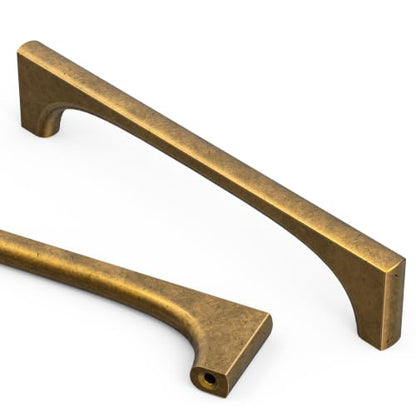Asidrama 10 Pack 5 Inch(128mm) Brushed Antique Brass Cabinet pulls Kitchen Cabinet Handles, Cabinet Pulls Kitchen Cabinet Hardware for Cupboard Drawer Pulls 2321 - color: Brushed Antique Brass, size: 5" Hole Center, style: 10 Pack