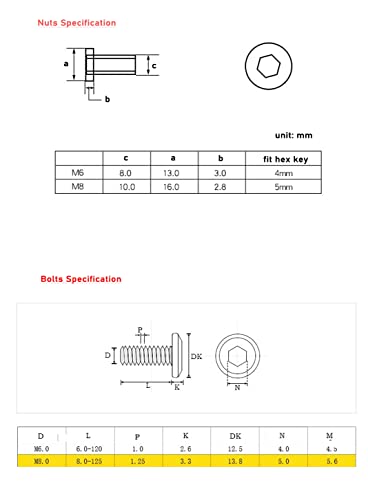 10-Set M6x20mm Rivet Countersunk Hex Socket Cap Bolts and Hex Head Barrel Nuts for Furnitures Cribs Chairs, Nickel Plated - size: M6 x 20mm 10-Pack