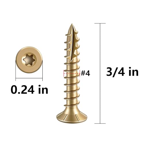 Wensilon #4 * 3/4" Yellow Deck Screws 2912pcs 5 lbs 3x19mm - color: Yellow, size: #4*3/4"
