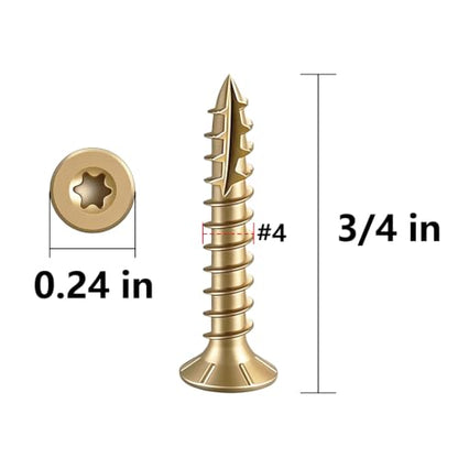 Wensilon #4 * 3/4" Yellow Deck Screws 1147pcs 2 lbs 3x19mm - color: Yellow, size: #4*3/4"