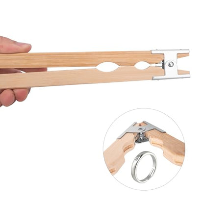 TUNQISM Wooden Ring Clamp Holder & Solid Wood Stick Set, Jewelry Making & Polishing Auxiliary Tools with Metal Hinged Spring, Sanding Handle for Ring Polishing & Grinding, High-Quality Workbench Tools