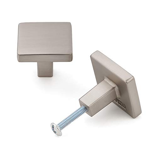 KOOFIZO 30 Pack Brushed Nickel Cabinet Knobs Square Single Hole Pulls K03 - color: Brushed Nickel, size: Knob 1 - 30Pcs