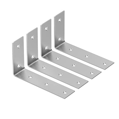 YUMORE 7 Inch Shelf Bracket, Heavy Duty L Bracket, Brushed Nickel, 4 Pack - color: Brushed Nickel, size: 7"x4"x1.8"