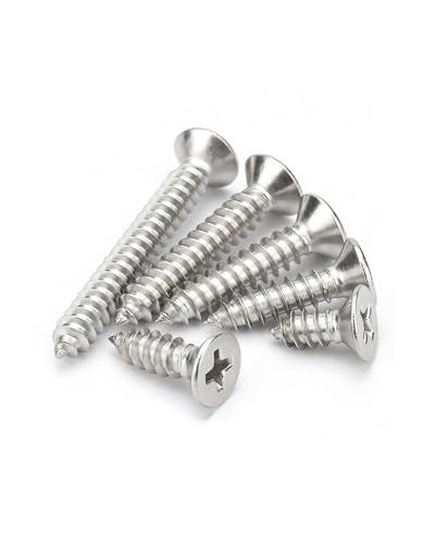 #8 x 1/2" (100 Pack) Flat Head Phillips Drive Screws Sheet Metal Self-Tapping Screws, 304 Stainless Steel Screw - size: #8 x 1/2"