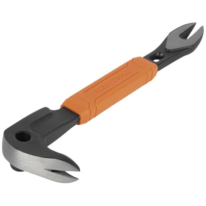 Klein Tools 66091 Nail Puller with Integrated Dimpler, Heavy-Duty Carbon Steel Cats Paw Pry Bar, 8-Inch - size: 8-Inch