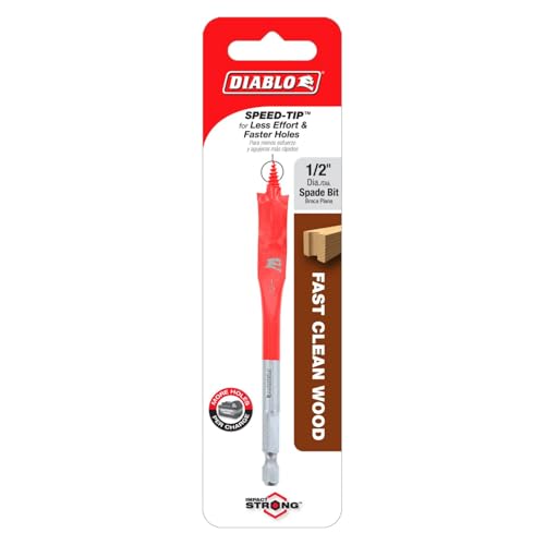 Diablo Spade Bit for Wood - 1/2" Diameter, 4" Length, 1/4" Hex Shank