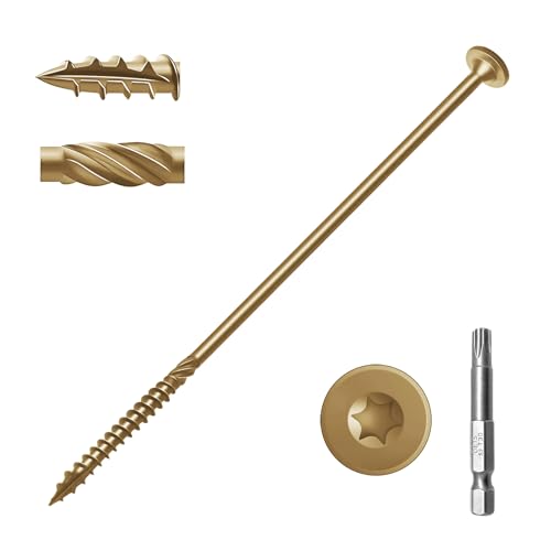 50 pcs Yellow Structural Wood Screws 8 inch - color: Yellow, size: #14×8"