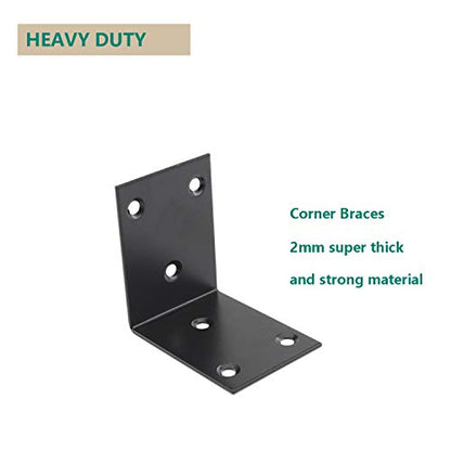 Heavy Duty Stainless Steel Corner Bracket,ULIFESTAR L Shaped Shelf Bracket 90 Degree Corner Brace Large Joint Right Angle L Bracket for Furniture Wood Cabinets Shelves (48x65x65mm) - size: 48*65*65mm