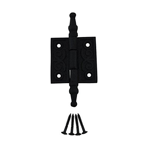 Renovators Supply Manufacturing Black Cabinet Door Hinge 2 in. Rust Resistant Wrought Iron Butt Hinge Victorian Steeple Tip Flush Mount Hinges with Hardware - size: 2 inches - Pack of 1