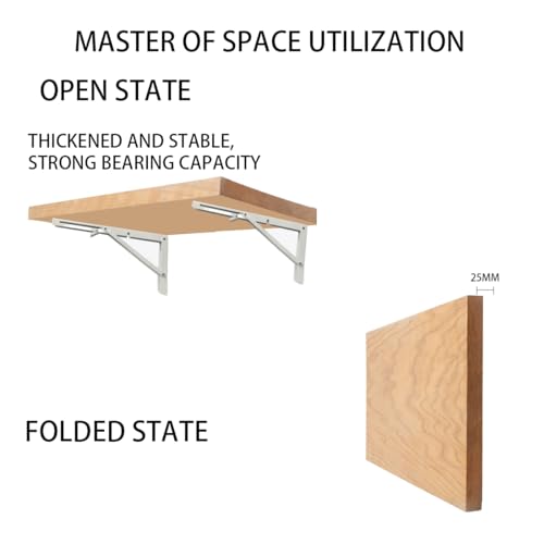 White Folding Shelf Brackets Max. Load 220 lb, Heavy Duty DIY Wall Mounted Shelf Bracket Space Saving for Table Work Bench (6 INCH-2PCS) - size: 6 INCH-2PCS