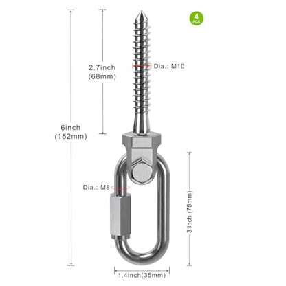 SELEWARE Heavy Duty Swing Hanger, 4 Pack Porch Swing Hardware - color: O (5 Inch, 4 Pack)