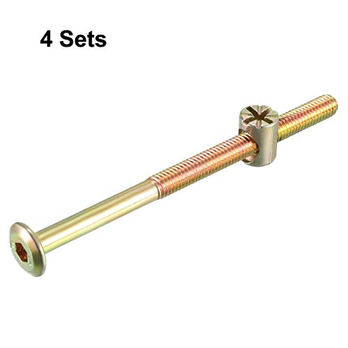 uxcell M6x90mm Furniture Bolt Nut Set Hex Socket Screw 52mm Thread L 4 Sets - size: 90mm