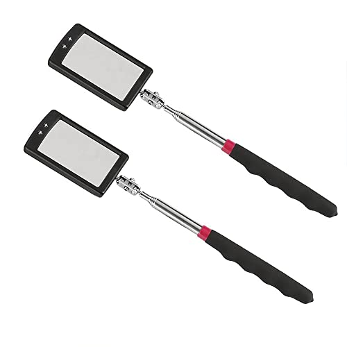 Inspection mirror telescoping with light Mirror practical addition to car repair, and anyone's toolbox Inspection Tool for Checking Vehicle, and Other Small Parts Extended (Inspection mirror-2PCS)