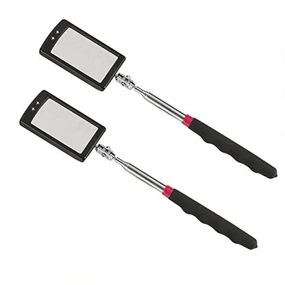 Inspection mirror telescoping with light Mirror practical addition to car repair, and anyone's toolbox Inspection Tool for Checking Vehicle, and Other Small Parts Extended (Inspection mirror-2PCS)