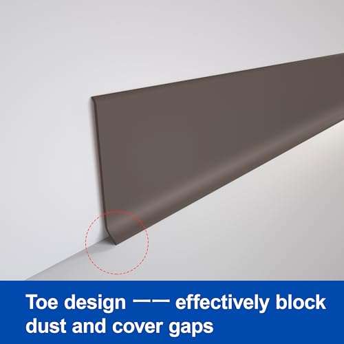COUKIU Peel and Stick Rubber Baseboard Trim, 6 Inch x 60 Feet, Brown, S152 - color: Brown, size: 6in x 60ft