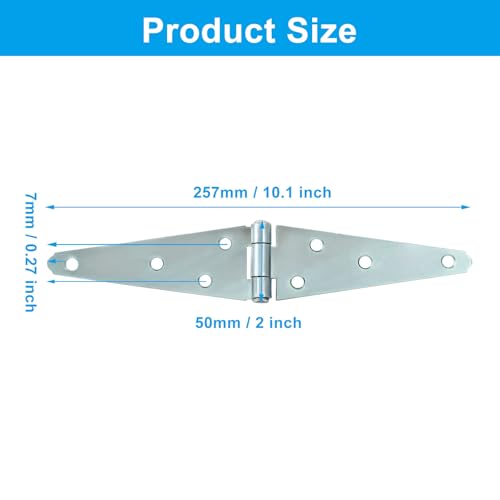 Hordion 2Pcs Strap Hinge Shed Door Hinges, 5 Inch Heavy Duty Gate Hinges - size: 5 Inch, 2Pcs