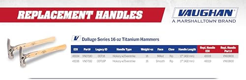 VAUGHAN Titanium Framing Hammer, 16 Oz, Roofing Hammer - style: Milled