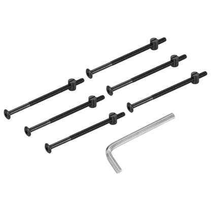 PATIKIL Furniture Bolt Nut Set, 6 Pcs M6 x 110 mm Metric Carbon Steel Flat Head Hex Socket Cap Screws Bolts with Barrel Nuts Hex Key Wrench for Beds Headboards Chairs, Black - size: M6 x 110mm
