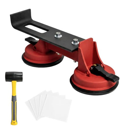 Floor Gap Fixer Tool with Dual Suction Cup, Rubber Mallet & 5 Reusable Pads