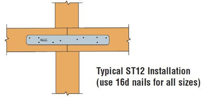 Simpson Strong-Tie ST12 Strap Tie - 100 Pack, 1-1/4 x 11-5/8 in, Galvanized, Wall Mount