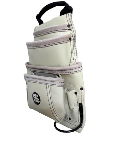 Supreme Leather Grain Leather Tool Pouch Bag | Black | Carpenter, Construction, Framers, Handyman | 100% Leather (SL 2200 1T1H WHITE) - color: SL 2200 1T1H WHITE