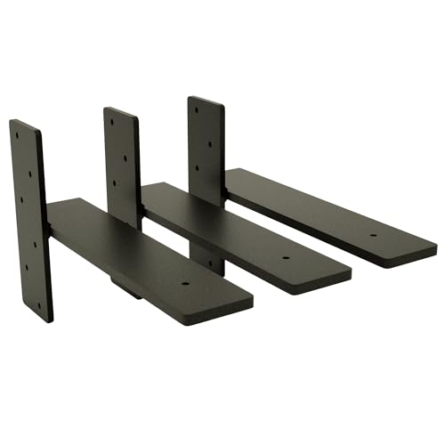 Free Hanging Shelf Bracket Multi-Pack –Heavy-Duty Metal Floating Shelf Support Brackets for Wood Shelves – Hidden Wall Mount Hardware for Modern, Rustic Industrial Shelving (3 Pack, 10 x 3/8 Inches) - size: 10 x 3/8 Inches, style: 3 Pack