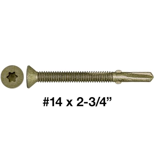 14x2-3/4 Reamer Tek Torx/Star Head Self-Drilling Wood to Metal Screws - for Flatbeds, Trailers - T-30 Torx Screw Head 1 Pound 34 Screws - size: 2-3/4"