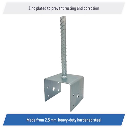 U Shaped 4x4 Deck Post Concrete Anchor Spike, Fence Post Base, Zinc Plated (4 Pack) - color: Zinc Plated, size: 4x4
