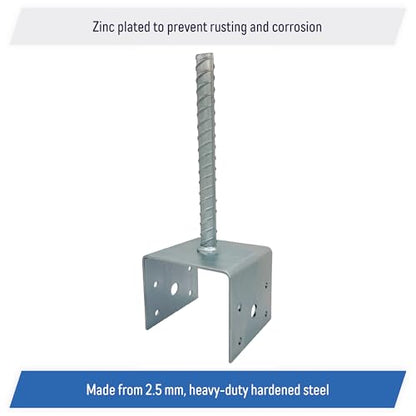 U Shaped 4x4 Deck Post Concrete Anchor Spike, Fence Post Base, Zinc Plated (4 Pack) - color: Zinc Plated, size: 4x4