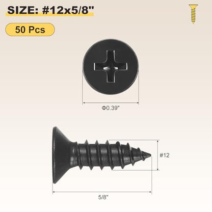 METALLIXITY 50Pcs #12x5/8 Countersunk Phillips Wood Screws SS304