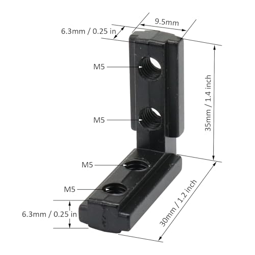 12Pcs Black 10 Series Aluminum Extrusion Profiles 1010 Series L-Shape Interior Corner Connector Joint Bracket with Screws for 10/10 1" x 1" 1 Inch x 1 Inch Extruded Aluminum Profiles - style: 12 set internal bracket with m5