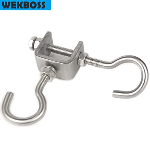 2 Set Metal Beam Hook 1 Inch Stainless Steel C Clamps and Heavy Duty Hanging J Hook/Threaded Screw Hook for Garage I Beam - color: 1.2 in