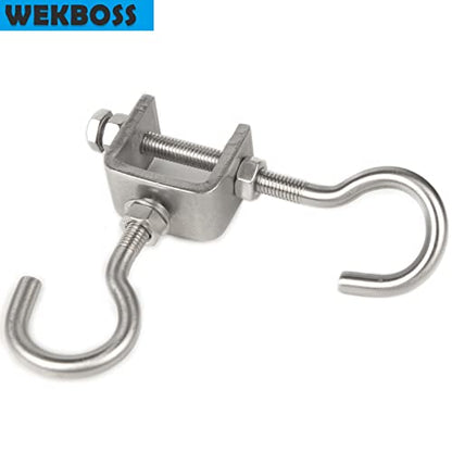 2 Set Metal Beam Hook 1 Inch Stainless Steel C Clamps and Heavy Duty Hanging J Hook/Threaded Screw Hook for Garage I Beam - color: 1.2 in