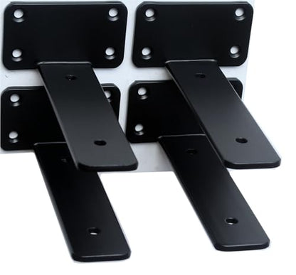 2 Pack - 6 inch Black Hidden L Shelf Bracket (1/5 Inch Thicked) Iron Floating Shelf Brackets Rustic Industrial Metal Brackets for Shelf Support - size: 6 Inch, style: Black 2 Pack