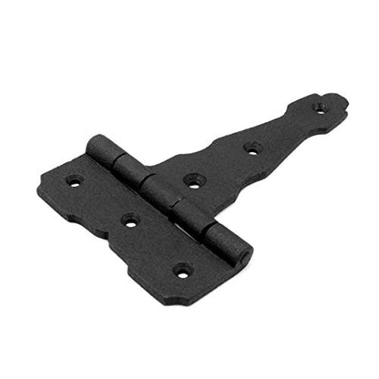 Renovators Supply Manufacturing T Strap Gate Hinges with Hardware 4 1/2 in. Black Rust Resistant Cast Iron Flush Mount Heavy Duty Gate Hinges - size: 4.5 inches - Pack of 1
